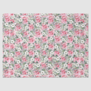 Papel De Seda Bonito Pastel Blush Roses Rosa e Eucalyptus