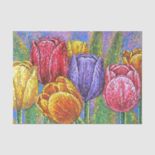 Papel De Seda Bonito pintura de dissociação de tulipas coloridas