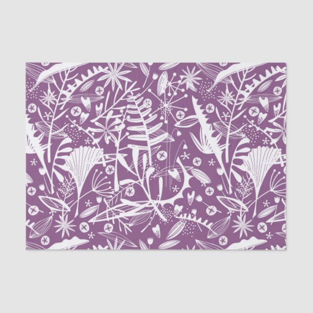 Papel De Seda Bonito Purple Floral Botânico (Frente )