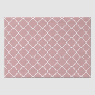 Papel De Seda Bonito Quatrefoil Rosa e Branco