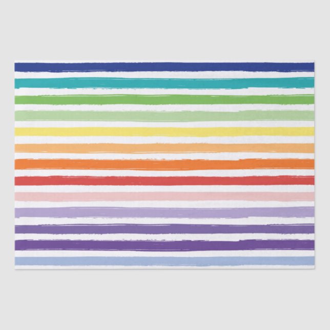 Papel De Seda Bonito Rainbow Stripe Patterno Aniversário (Frente )