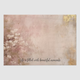 Papel De Seda Bonito Rosa Dourado Paint Floral