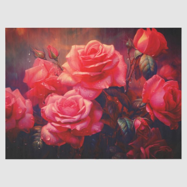 Papel De Seda Bonito Rosa Tecido/Papel de Decoupage (Frente )