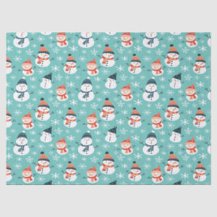 Papel De Seda Bonito Snowman Snowflake Padrão Sem Costura Natal 