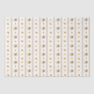 Papel De Seda Bonito Vintage Daisy Stripes Cream Branco