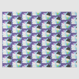 Papel De Seda Bons amigos da Cartoon - Feliz Unicórnio e Pássaro