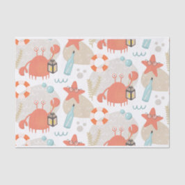 Papel De Seda Bons animais náuticos engraçados. Caranguejo-do-ma