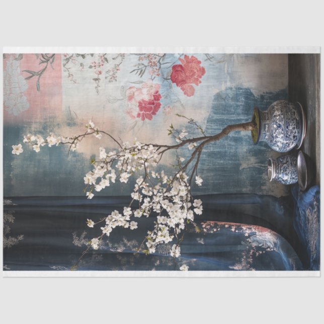 Papel De Seda Bonsai Oriental Floral (Frente )