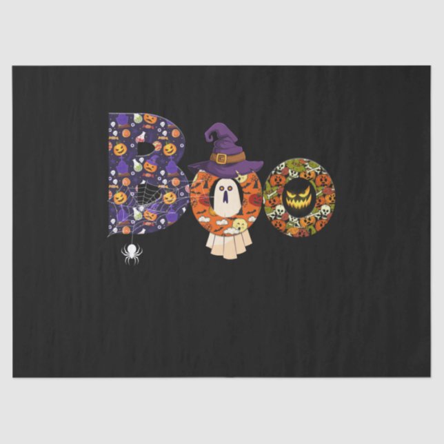 Papel De Seda Boo Halloween Costume Spiders, Ghosts, Pumkin (Frente )