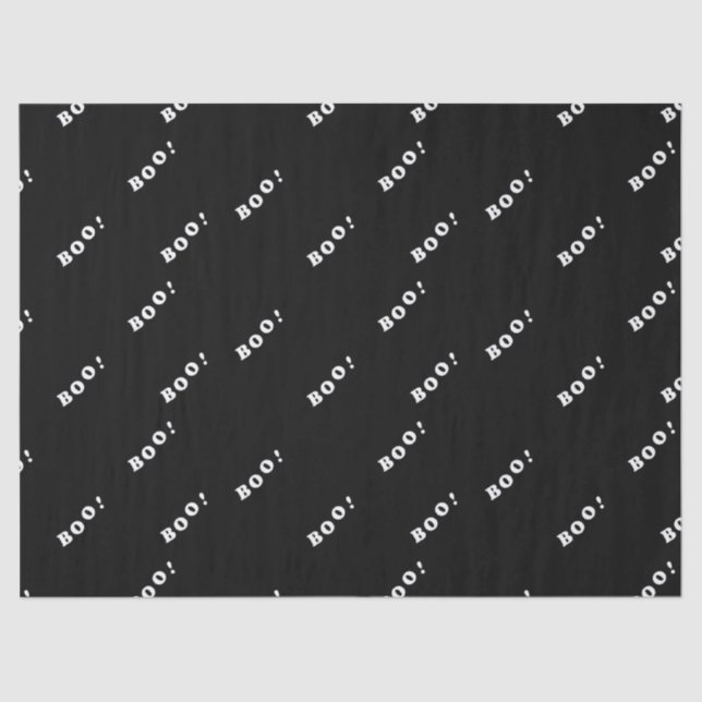 Papel De Seda Boo palavras de Halloween sobre preto (Frente )