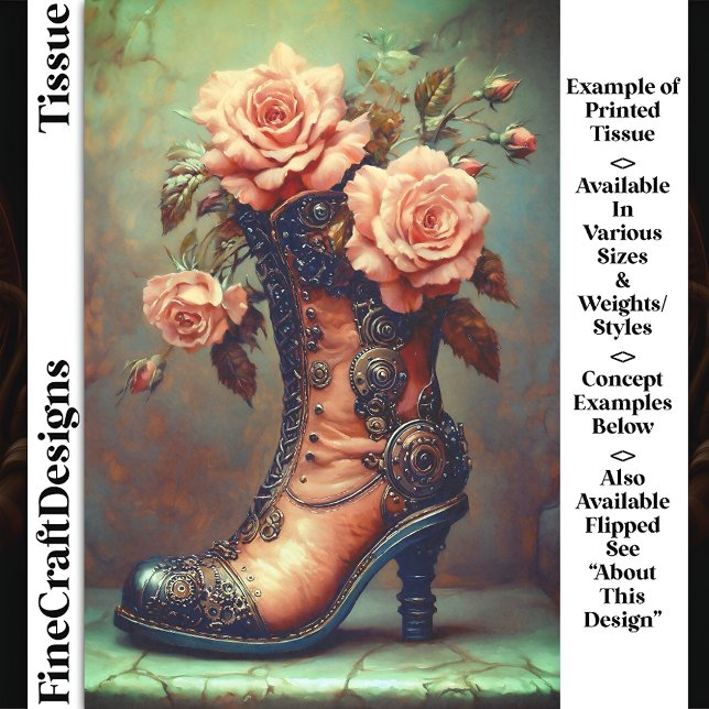 Papel De Seda Boot e Rosas Rosa Boot das Mulheres Steampunk DF8L (Criador carregado)