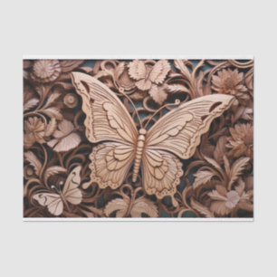 Papel De Seda Borboleta Arte de Madeira Esculpida