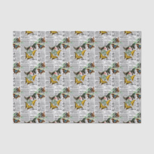 Papel De Seda Borboleta de jornal floral
