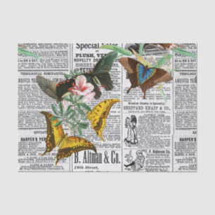 Papel De Seda Borboleta de jornal Vintage