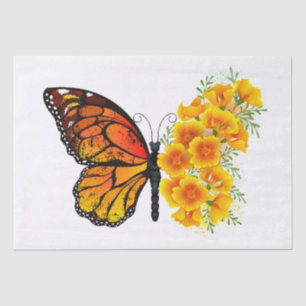 Papel De Seda Borboleta Flor com Papagaio Amarelo da Califórnia