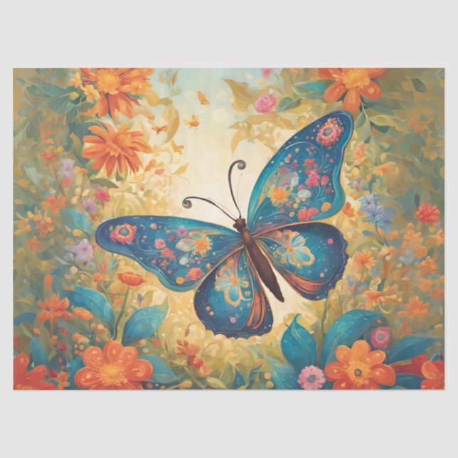 Papel De Seda Borboleta Floral Caprichosa (Frente )