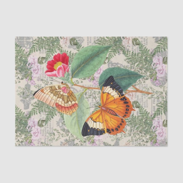 Papel De Seda Borboleta Floral Elegante (Frente )