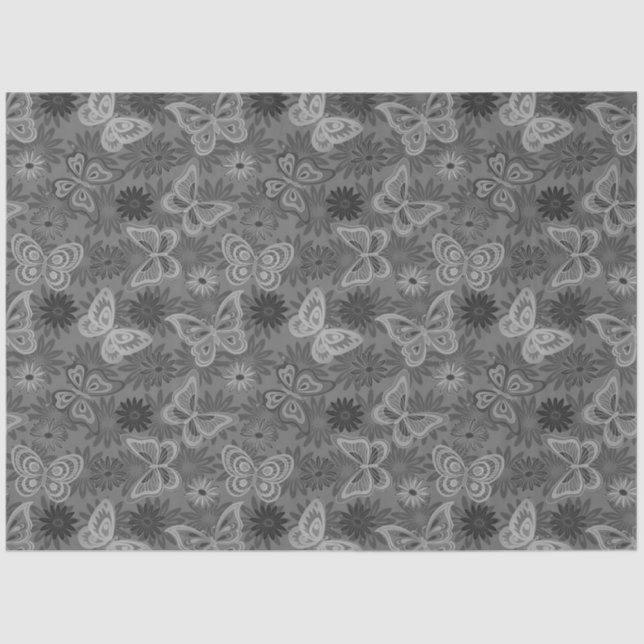 Papel De Seda Borboleta Floral Natural de Prata Moderna de Luxo (Frente )