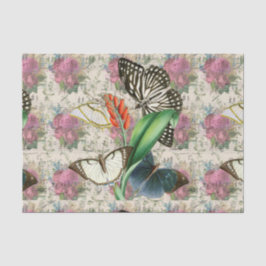 Papel De Seda Borboleta Floral Vintage