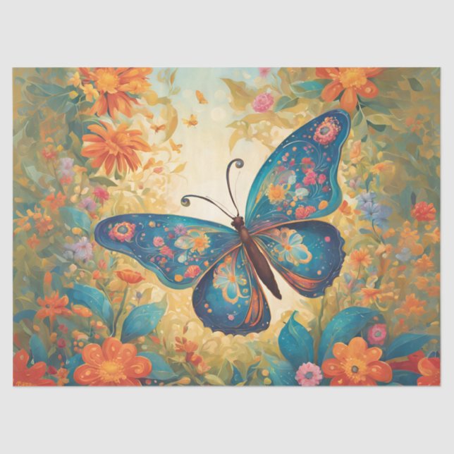 Papel De Seda Borboleta Floral Whimsic (Frente )