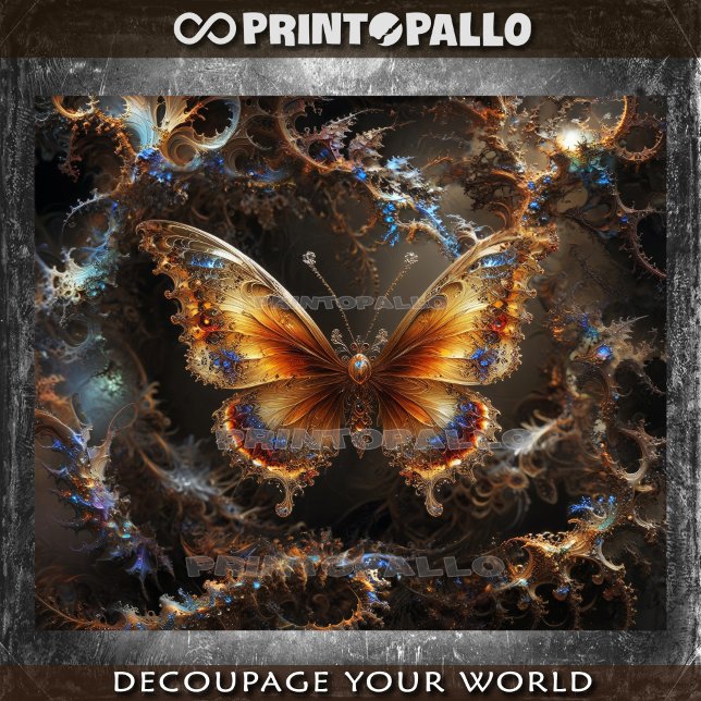 Papel De Seda Borboleta fractal surreal sobre fundo caprichoso (Criador carregado)