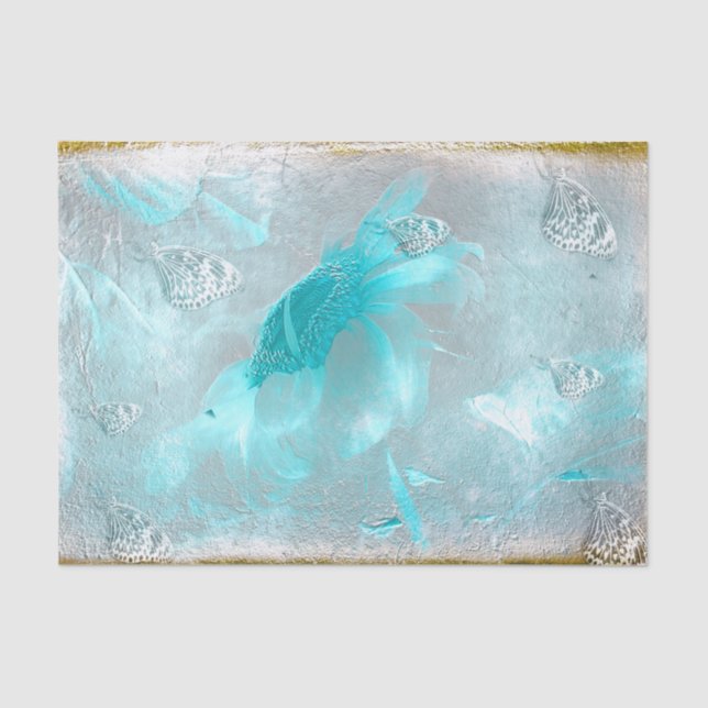 Papel De Seda Borboleta Girassol Vintage Vintage (Frente )