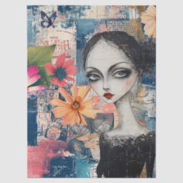 Papel De Seda Borboleta-Gótico-Floral da faculdade de abstrato A