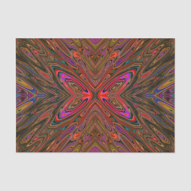 Papel De Seda Borboleta Laranja e Magenta Trippy Abstrata (Frente )