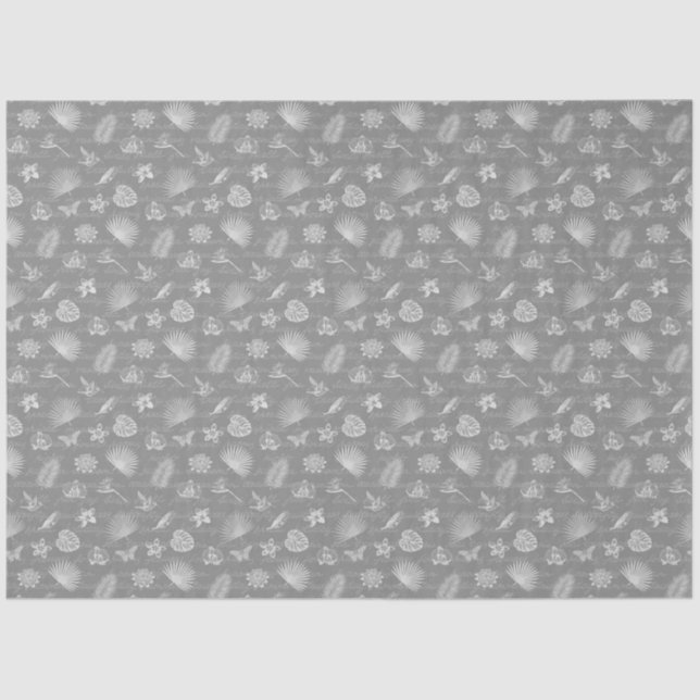 Papel De Seda Borboleta Natural de Prata Tropical de Luxo Modern (Frente )