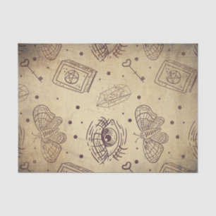Papel De Seda Borboleta olho chave coração vintage desbotado ang