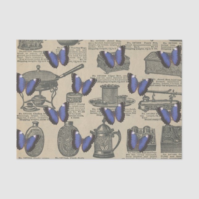 Papel De Seda Borboleta Roxa Vintage (Frente )