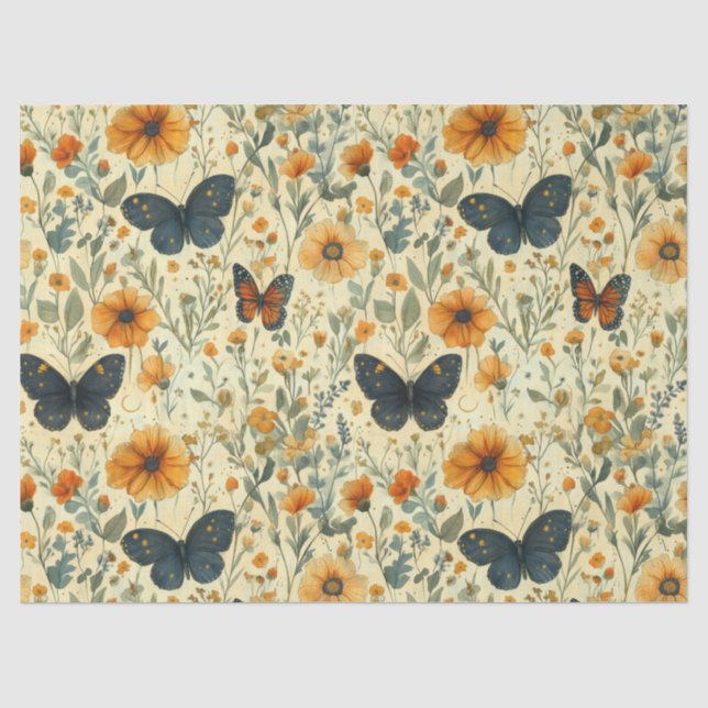 Papel De Seda Borboleta Selvagem Vintage (6) (Frente )