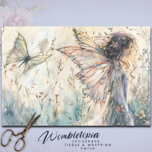 Papel De Seda Borboleta-sombra Pastel Fada e Decoupage Floral