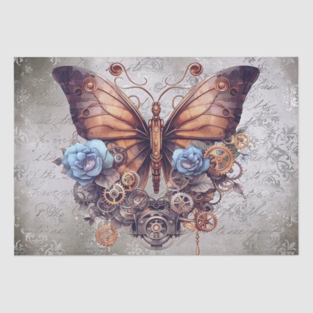 Papel De Seda Borboleta Steampunk (Frente )