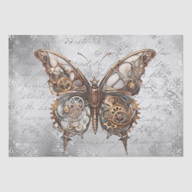 Papel De Seda Borboleta Steampunk (Frente )