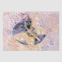 Papel De Seda Borboleta Vintage Arte Romântica Dourada Púrpura R