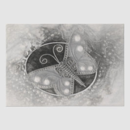 Papel De Seda Borboleta Vintage, Preto Romântico e Antígua Branc