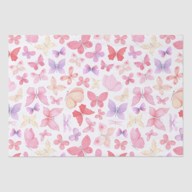 Papel De Seda Borboletas Amarelas Roxas Rosas (Frente )