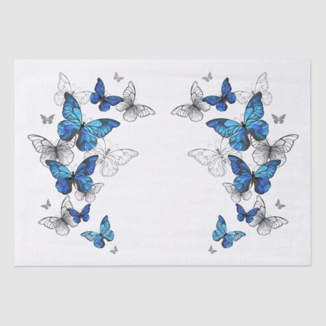 Papel De Seda Borboletas Azuis Morpho (Frente )