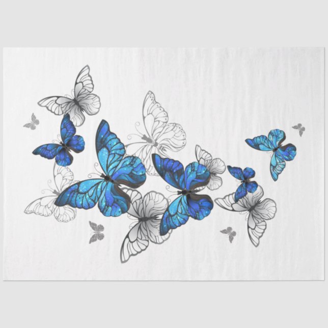 Papel De Seda Borboletas Azuis Morpho (Frente )