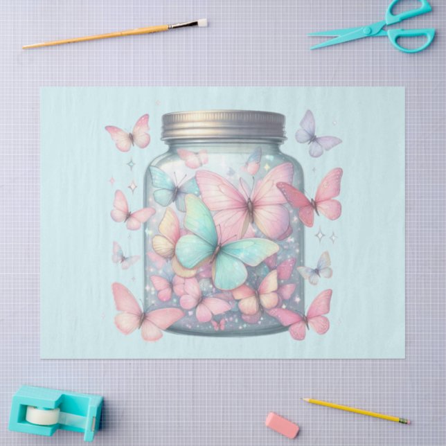 Papel De Seda Borboletas Caprichosas em uma Jarra (Arte )