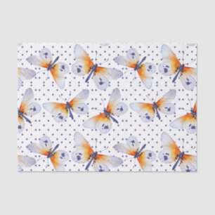 Papel De Seda Borboletas coloridas Bolinhas azuis