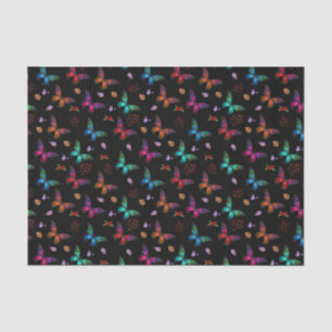 Papel De Seda Borboletas coloridas elegantes em preto