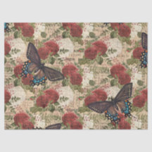 Borboletas com Decoupage Rosas Vermelha e Branca