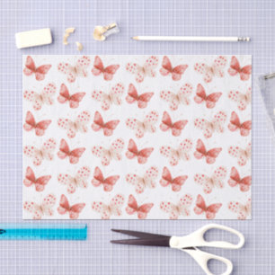Papel De Seda Borboletas de Aniversário Rosa Bege Vermelho
