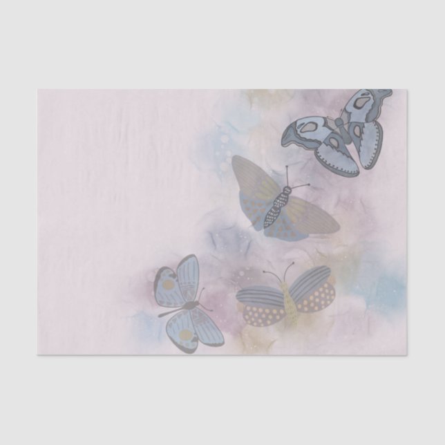 Papel De Seda Borboletas de tinta a álcool (Frente )
