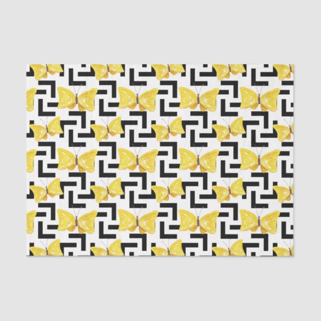 Papel De Seda Borboletas (Design 34 Série Amarelo/Laranja) (Frente )