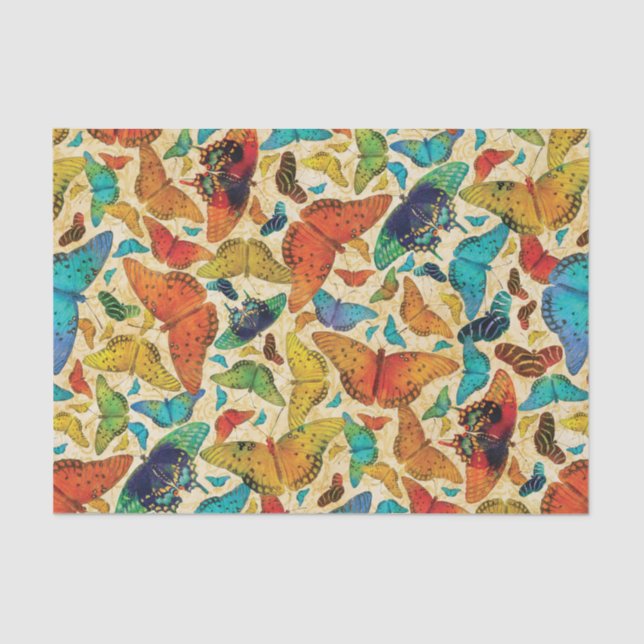 Papel De Seda Borboletas diárias de Flutterby no bege (Frente )