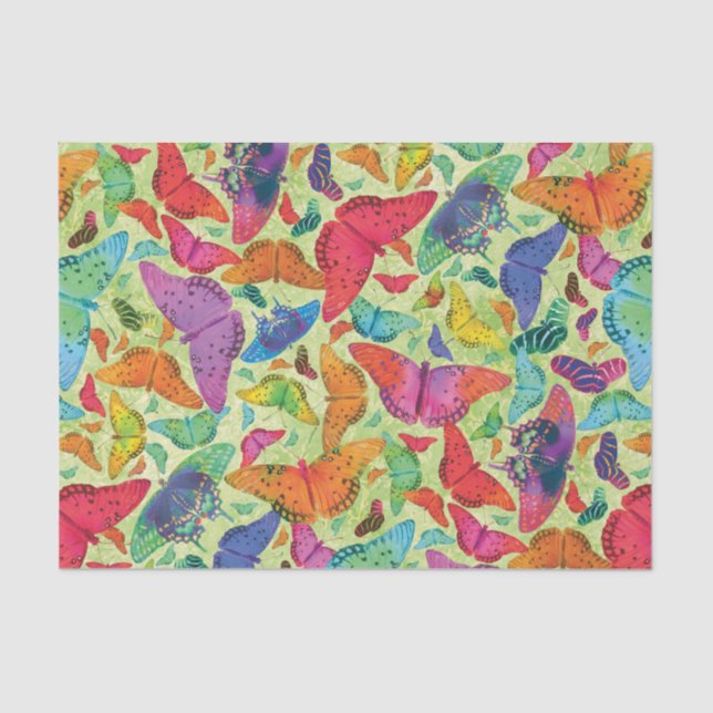 Papel De Seda Borboletas do verão de Flutterby no verde (Frente )