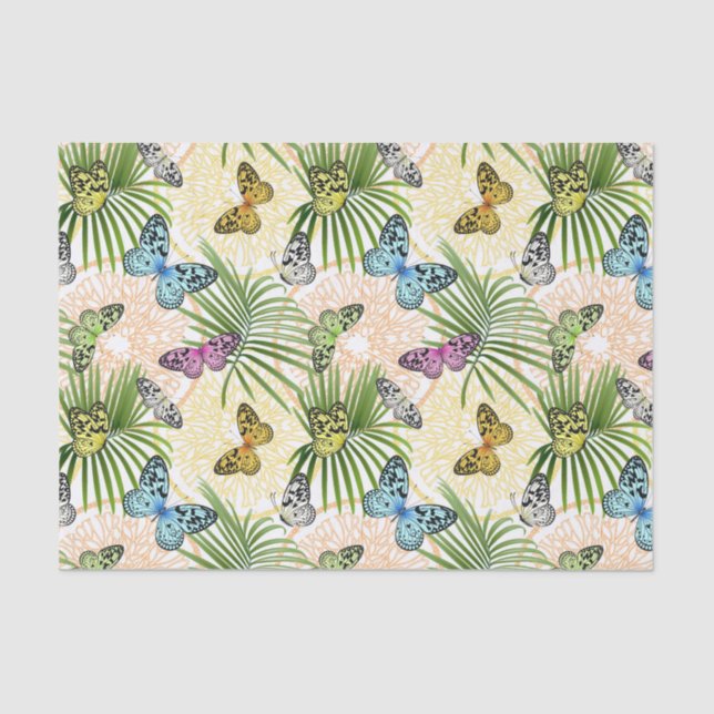 Papel De Seda Borboletas E Flores (Frente )